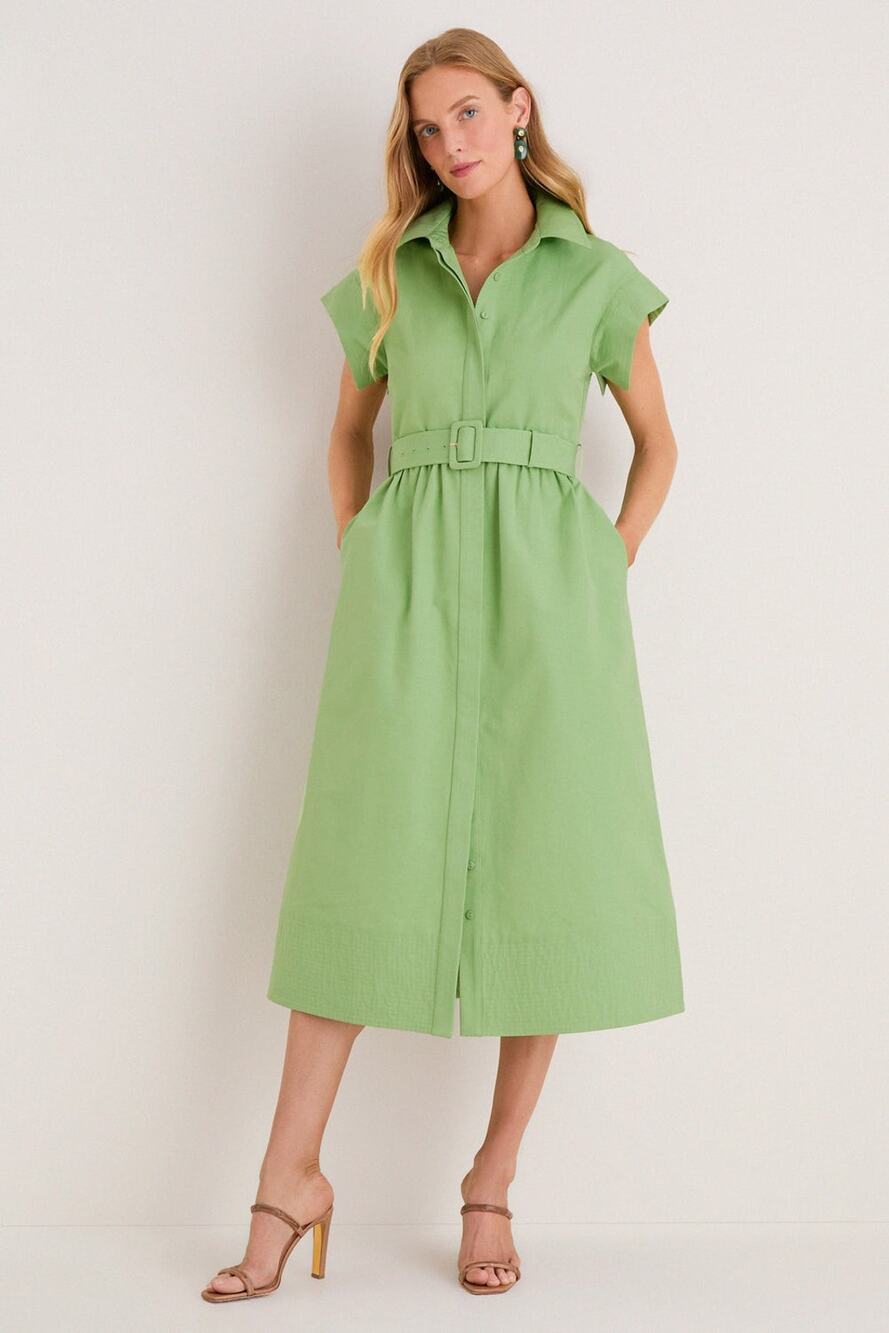 Chloé Collared Midi Dress  in Pistachio- XS